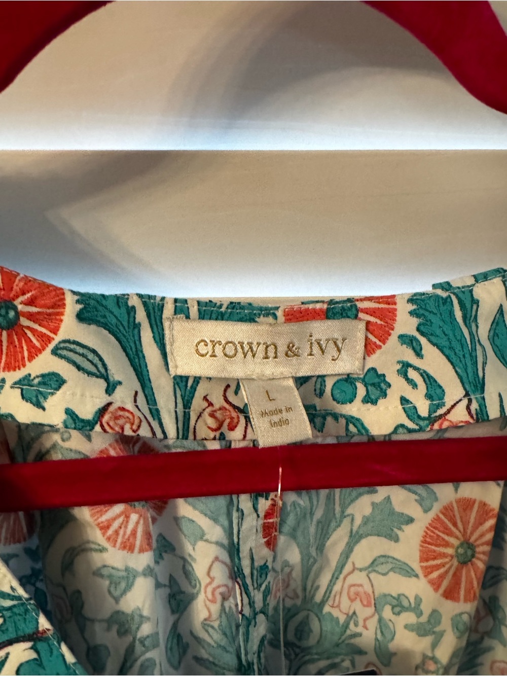crown & ivy Teal Floral Mini Dress with Coral Accents NWT*** - Picture 3 of 6